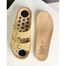 Ženske kožne papuče na platformu 21001 bež