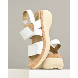 Ženske kožne sandale na platformu 21002 bele