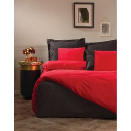 Dekordom Posteljina cb ranforce single - plain line - kirmizi/siyah ( 037784 )