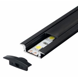 Crni aluminijumski profil za LED trake sa crnim difuzorom