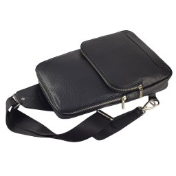 Velika crna kožna torba preko grudi i preko leđa - Crossbody crna