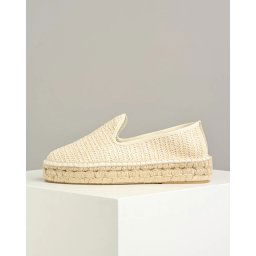 Kožne ženske espadrile Raffia White