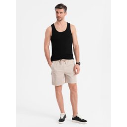 Ombre Men's loose-fit shorts with cargo pockets - cream