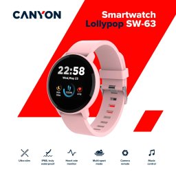 CANYON Pametni sat CNS SW-63SW Roze, CANYON Smartwatch, 1.3" IPS full touch screen, Round watch, IP68 waterproof, multi-sport mode, BT5.0, compatibility with iOS and android
