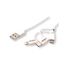 Secomp Roline USB 2.0 Charge & Sync A micro B + 8 pin + C m/m 1.0m ( 5366 )