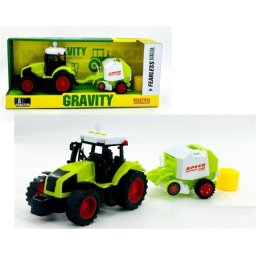 Zeleni traktor sa priključkom za baliranje ( 546062 )