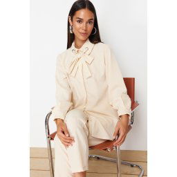 Trendyol Beige Eyelet Detailed Aerobin Woven Bottom and Top Set