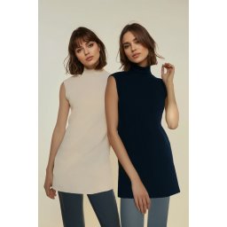 Trendyol Navy Blue-Stone 2-Pack Stand Collar Sleeveless Undershirt Tunic Lining