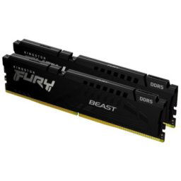 Kingston ddr5 32gb (2x16gb) 6400mhz [fury beast], non-ecc udimm, cl32 1.4v, 288-pin 1rx8, black, memory kit, w/heatsink, xmp ( KF564C32BBK2