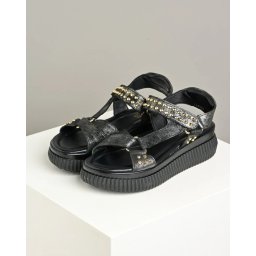 Ženske kožne sandale na debelom đonu L68003 crne