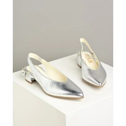 Ženske kožne sandalete L72111 srebrne