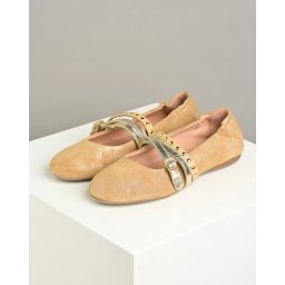 Ženske kožne baletanke L65109 bež