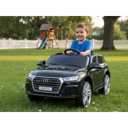 Audi Q5 2019 Licencirani auto na akumulator sa plastičnim sedištem i plastičnim gumama - Crni