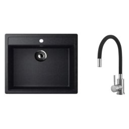 Set: Granitna sudopera Ulgran U104 – Crna + Flexy slavina (crna) + GRATIS sifon