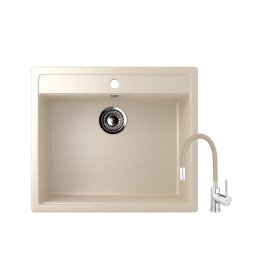 Set: Granitna sudopera Ulgran U104 u Bež boji + Flexy slavina bež + GRATIS sifon