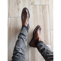 Duboke muške cipele Chelsea duvan braon