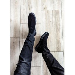 Duboke muške cipele Chelsea crne velur