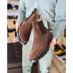 Duboke muške cipele Chelsea tamno braon velur