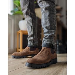 Duboke muške cipele Chelsea braon velur