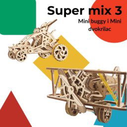Ugears 3D puzzle super mix 3 (Buggy i Dvokrilac) ( 8294)