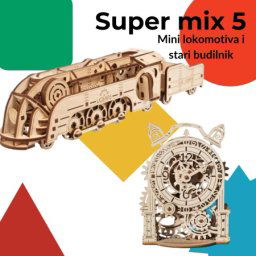 Ugears 3D puzzle super mix 5 (Lokomotiva i budilnik) ( 8296)