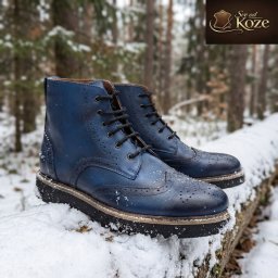 Muške plave duboke cipele od boks kože