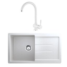 Set Granitna sudopera Ulgran U 507 ultra Bela boja + lučna slavina bela