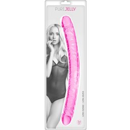 Mekani dupli prozirni dildo Pure Jelly Pink 34 cm