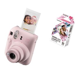 FUJIFILM INSTAX MINI 12 Instant Film Camera (BLOSSOM PINK) + Confetti Film