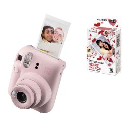 FUJIFILM INSTAX MINI 12 Instant Film Camera (BLOSSOM PINK) + Heart Sketch Film