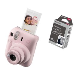 FUJIFILM INSTAX MINI 12 Instant Film Camera (BLOSSOM PINK) + Monochrome Film