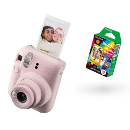 FUJIFILM INSTAX MINI 12 Instant Film Camera (BLOSSOM PINK) + Rainbow Film