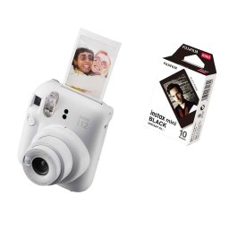 FUJIFILM INSTAX MINI 12 Instant Film Camera (CLAY WHITE) + INSTAX Mini Black Film