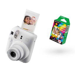 FUJIFILM INSTAX MINI 12 Instant Film Camera (CLAY WHITE) + INSTAX Mini Rainbow Film