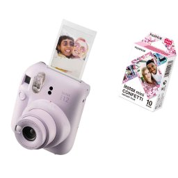 FUJIFILM INSTAX MINI 12 Instant Film Camera (LILAC PURPLE) + Confetti Film