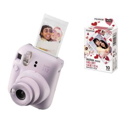 FUJIFILM INSTAX MINI 12 Instant Film Camera (LILAC PURPLE) + INSTAX Heart Sketch Film