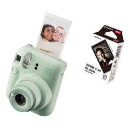 FUJIFILM INSTAX MINI 12 Instant Film Camera (MINT GREEN) + Black Film