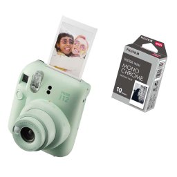 FUJIFILM INSTAX MINI 12 Instant Film Camera (MINT GREEN) + Monochrome Film