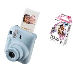 FUJIFILM INSTAX MINI 12 Instant Film Camera (PASTEL BLUE) + Confetti Film