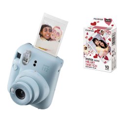 FUJIFILM INSTAX MINI 12 Instant Film Camera (PASTEL BLUE) + Heart Sketch Film