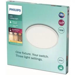 SUPERSLIM CL550 BELA PLAFONSKA SVETILJKA 18W 2700 IP44, 929002667801, PHILIPS