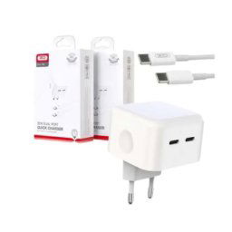 XO Ultra brzi punjač dual Type C port sa Type C kablom 35W L102 BELI