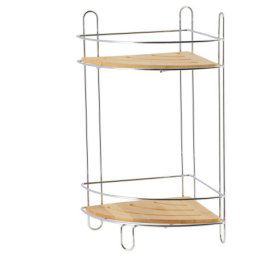 Tendance dvostruka ugaona polica 19,5x19,5x36,5 cm mdf/bambus hrom ( 9118195 )