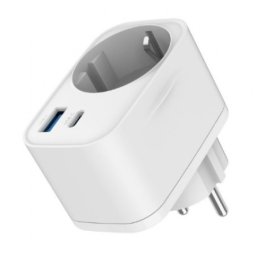 Gembird TA-ACPDQC20-01-W 20W 2-port USB brzi punjac sa pass-through AC socket-om