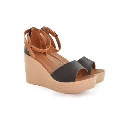 Kožne ženske sandale na platformu 218-803CR crne