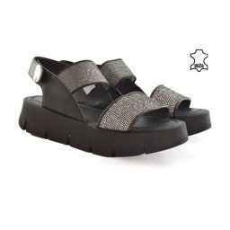 Kožne ženske sandale na platformu D-4805CR crne