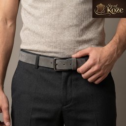 Muški kaiš od prevrnute kože za farmerice i pantalone light sivi