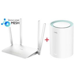 Cudy set WR1300 AC1200 dual band 2.4+5Ghz MESH Ruter + M1300 1-pack AC1200 dual band mesh (5142)