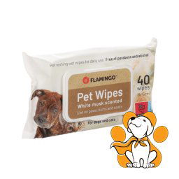 Flamingo Pet Wipes White Musk 40 kom, Vlažne Maramice Za Pse