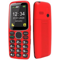 Meanit telefon mobilni, 2.4" ekran, sos dugme, crni - senior 10 plus, crveni